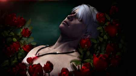 Rose Demon - art, dark, man, rose, fantasy