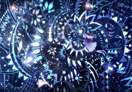 The pattern - bou nin, anime, blue, girl, pattern, flower, manga, texture, luminos