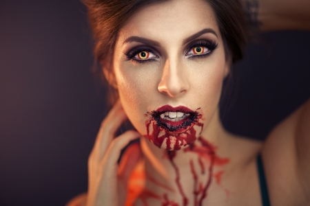 Vampire - woman, face, blood, vampire