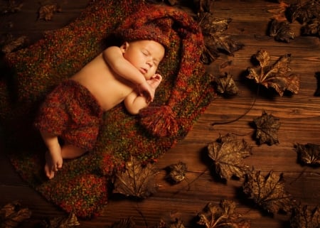 Cute Baby - sleeping, infant, baby, foliage