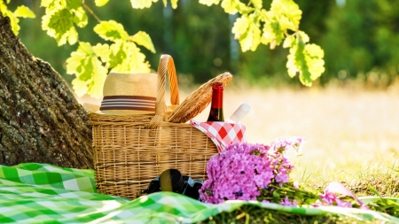 Beautiful Flower - hat, flowers, basket, grass