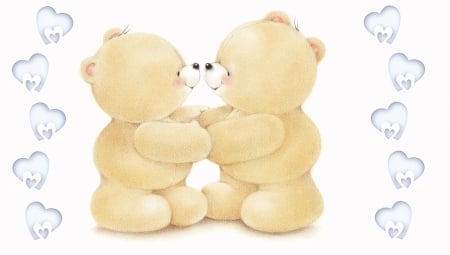 I love you! - heart, love, white, valentine, teddy bear, cute, kiss, card, couple