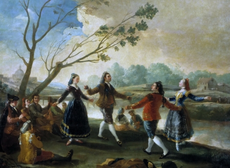 Dancing on the banks of the River Manzanares - francisco de goya, painting, art, people, pictura, dancing on the banks of the river manzanares