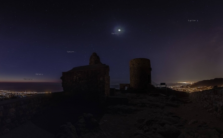 Five Planets at Castell de Burriac - moon, fun, planets, stars, cool, mountain, space