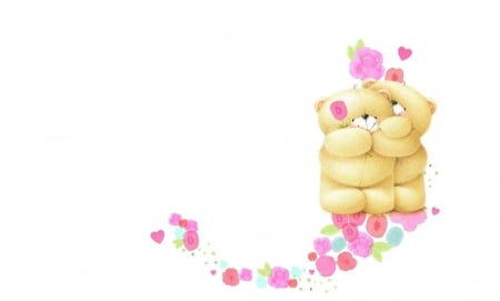 I love you! - pink, cute, white, toy, card, valentine, teddy bear, heart, couple