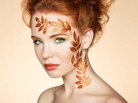 Beauty - girl, beauty, make-up, redhead, red, woman, model, face, oleg gekman