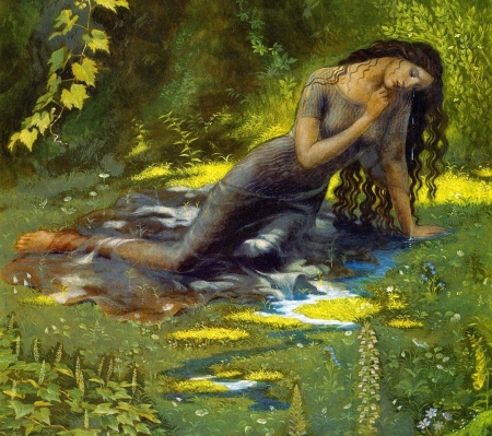 Mother Nature - woman, painting, plants, artwork