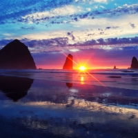 Bright Sunset on the Sea