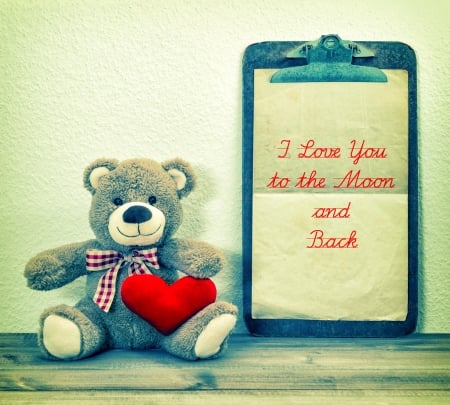 Valentines Teddy Bear - Bear, heart, message, Valentines, Teddy