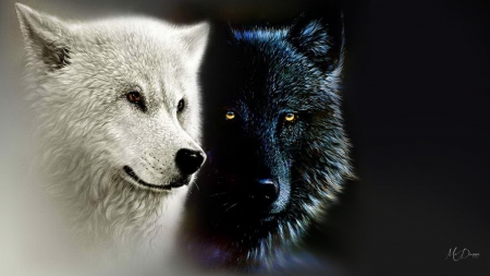 White Native American and Totem - wolves, white, animal, totem, black