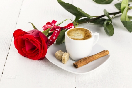 Cup of coffee, - Cup of coffee, rose, red, sugar