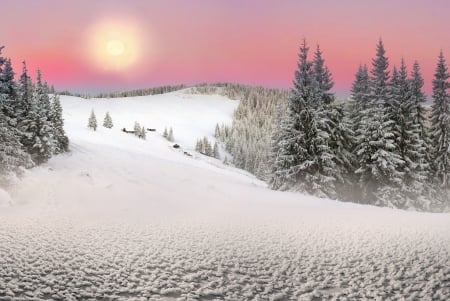 Winter - nature, sky, landscape, winter time, clouds, snow, winter, mountains