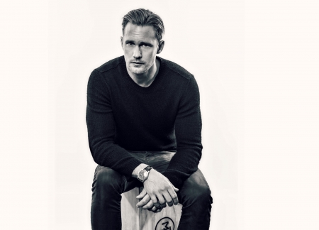 Alexander Skarsgard - white, male, man, actor, bw, alexander skarsgard, black