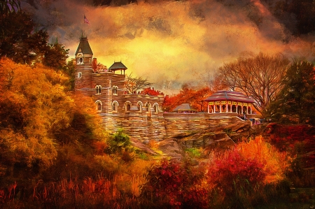 castle - nature, fall, autumn, castle