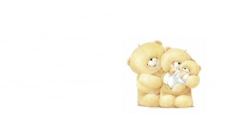 Happy family - white, card, toy, family, happy, cute, teddy bear, baby