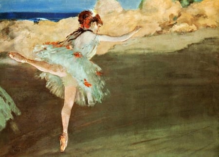 Dancer on point - painting, art, girl, dancer on point, pictura, edgar degas, ballerina