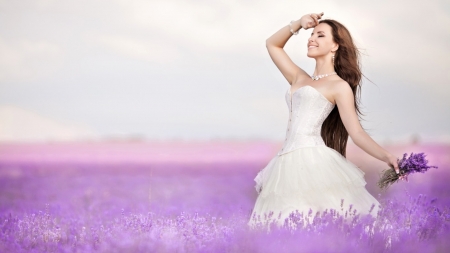 Pretty Model - pretty, flowers, girl, purple