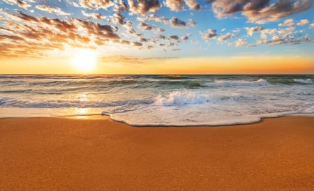 Sea - sky, beach, sea waves, sea view, clouds, splendor, sunrise, sand, sea