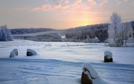 Beautiful Winter - snow, winter, sunset, amazing