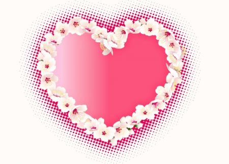 Heart - white, heart, valentine, orchid, card, flower, pink