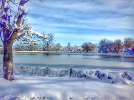 Ice Cold Beauty - ice, lake, blue, snow, winter