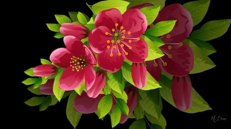 Brightest Blooms - red floral, flowers, summer, bright, spring