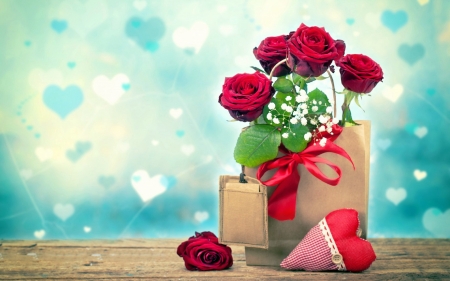 Valentine's Day - roses, heart, romantic, love, holiday, beloved valentines, gift, love four seasons, Valentines