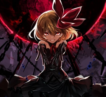 Come to Darkness - pretty, anime, dress, dark, succubus, male, short hair, purple, red, demon wings, anime girl, beautiful, girl, blonde hair, beauty, lovely, sweet, darkness, black, lady, woman, wings, demon, gloves