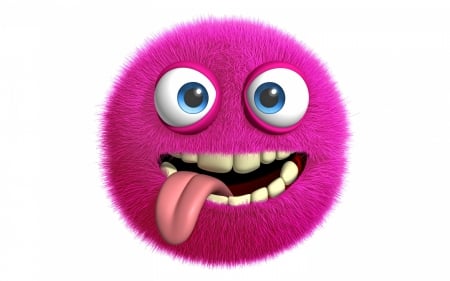 Monster face - desktop, face, funny, pink, monster, white, fantasy, tongue, fluffy