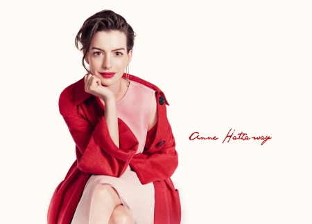 Anne Hathaway - white, woman, actress, girl, red, anne hathaway