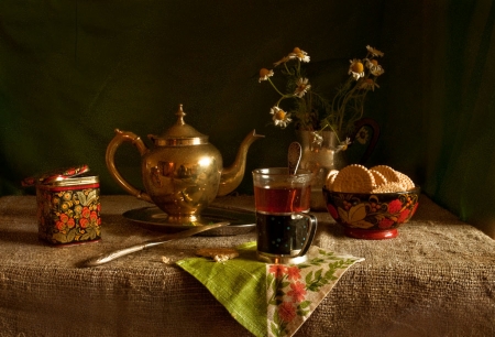 Tea Time - tea, flower, teapot, still life