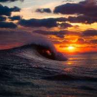 ocean wave sunset