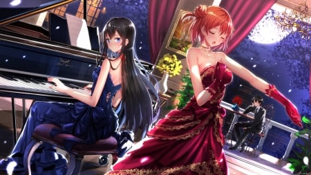 Singing - anime, girls, piano, sing