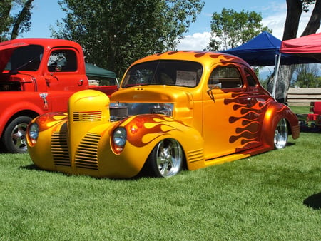 Kool Hotrod - coupe, flames, hot rod