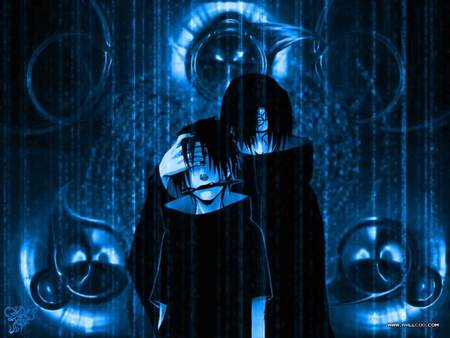 Itachi And Sasuke - naruto, cool, blue, man