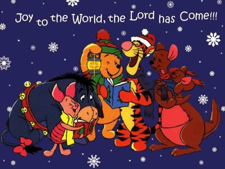 Pooh Christmas Carols - snow flakes, winter, piglet, christmas, carols, flakes, roo, snow, kanga, tigger, pooh