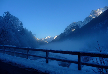 Rital - fence, sunset, rital, snow