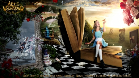 Alice in Wonderland - alice in wonderland, girl, fantasy, blue