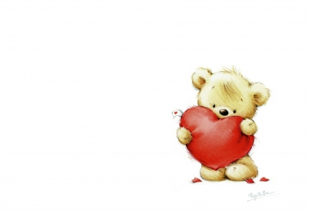 Happy Valentine's Day! - white, heart, red, valentine, cute, teddy bear, card