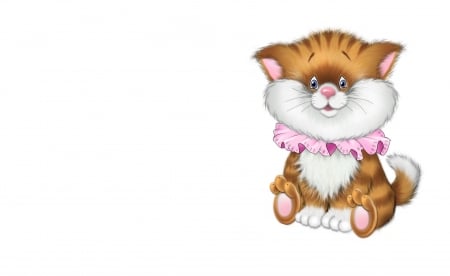 Kitten - animation, pink, orange, cat, illustration, fantasy, white, animal, kitten