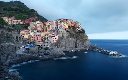 Manarola, Italy - colorful, coastline, houses, italy