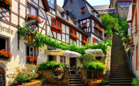 small cozy german terrace - stairs, german, house, terrace