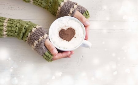 ♥ - abstract, hands, love, cup