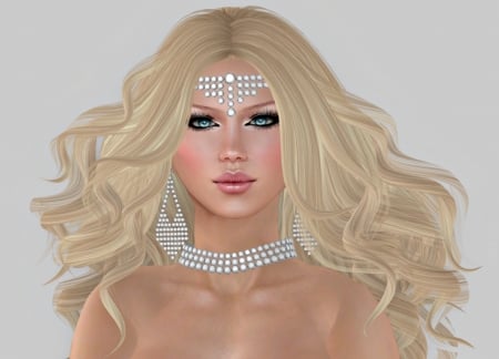 Aphrodite - rendering, aphrodite, fantasy, blonde, jewel, girl, woman