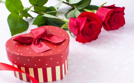 Happy Valentine's Day! - white, red, card, bow, rose, valentine, gift