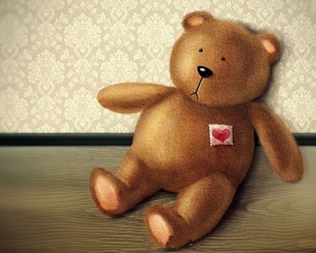 Love Bear - bear, heart, brown, teddy, love