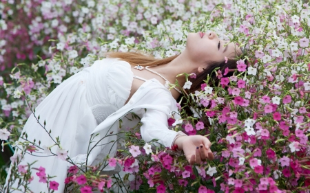 Beauty - woman, flowers, asian, model