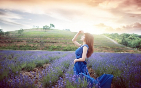 Lovely Girl - field, outdoor, woman, model