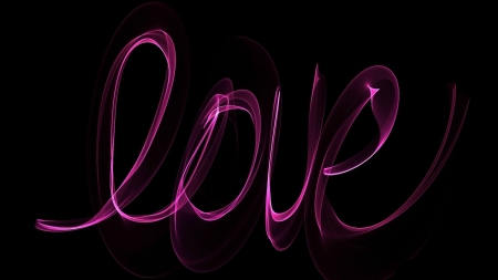 Love - card, pink, valentine, black, word, smoke, love, luminos