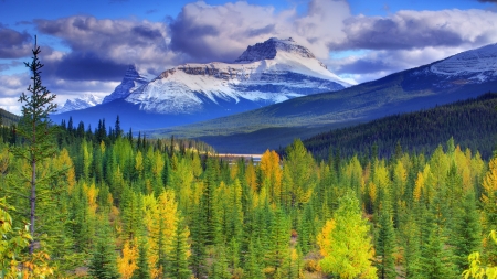 Lake Mountains - lake, mountains, landscape, clouds, trees, nature